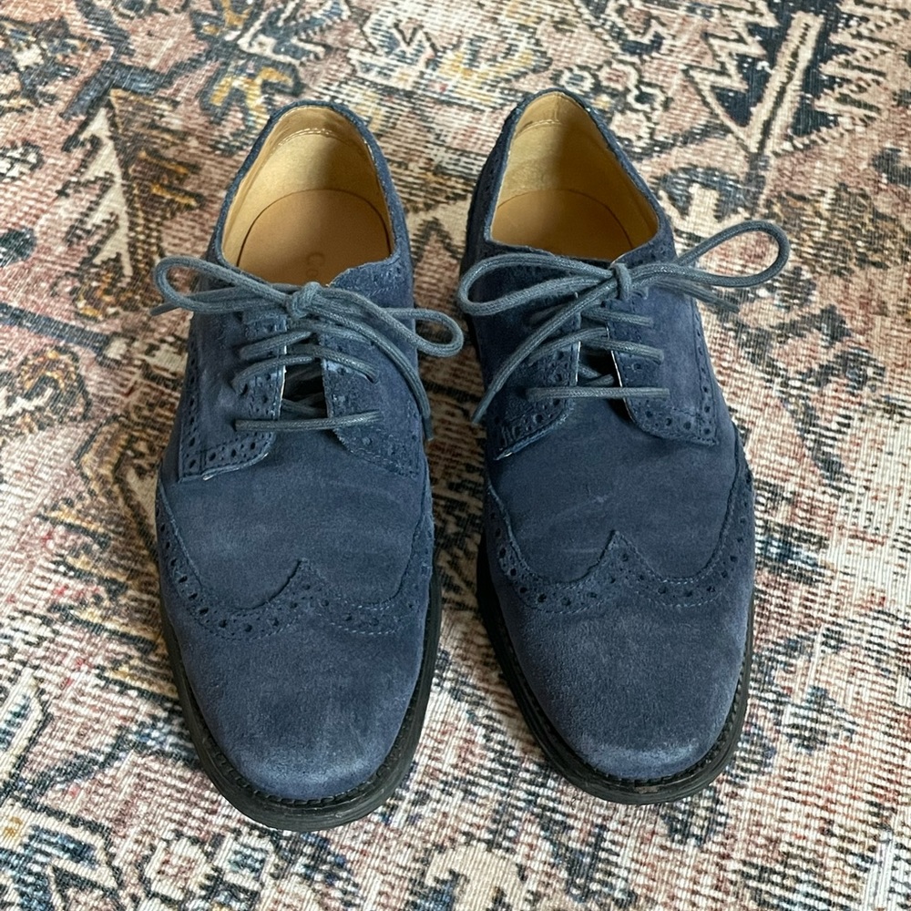 Cole Haan Men's Lunargrand US 8 Blue Suede Wingtip Oxford Shoes